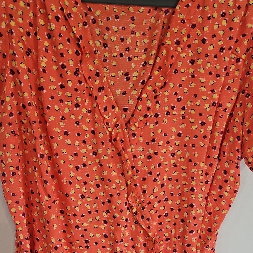 Jessica Simpson Peach Wrap Sundress with Flutter Sleeves Sz XL - Picture 3 of 8
